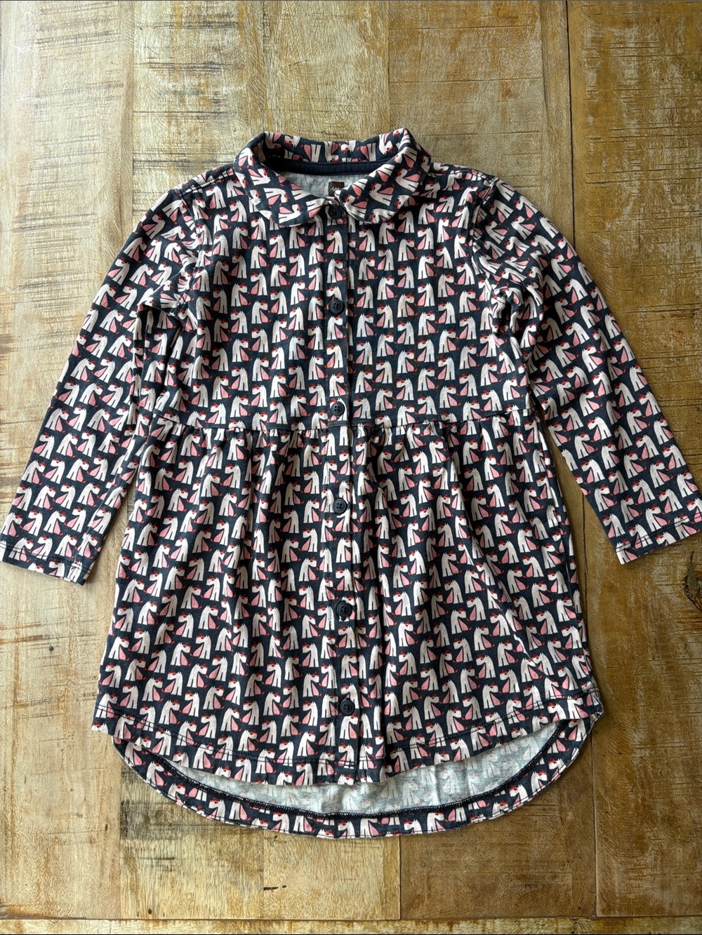 Tea Collection Girls' Button-Front Scottie Dog Dress Size 4